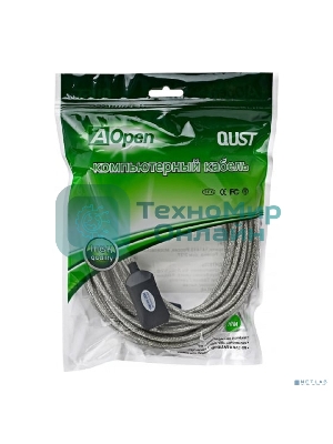 Кабель AM/AF USB2.0 10м AOpen удлинитель активный(с усилителем) USB2.0-repeater, ACU823-10M