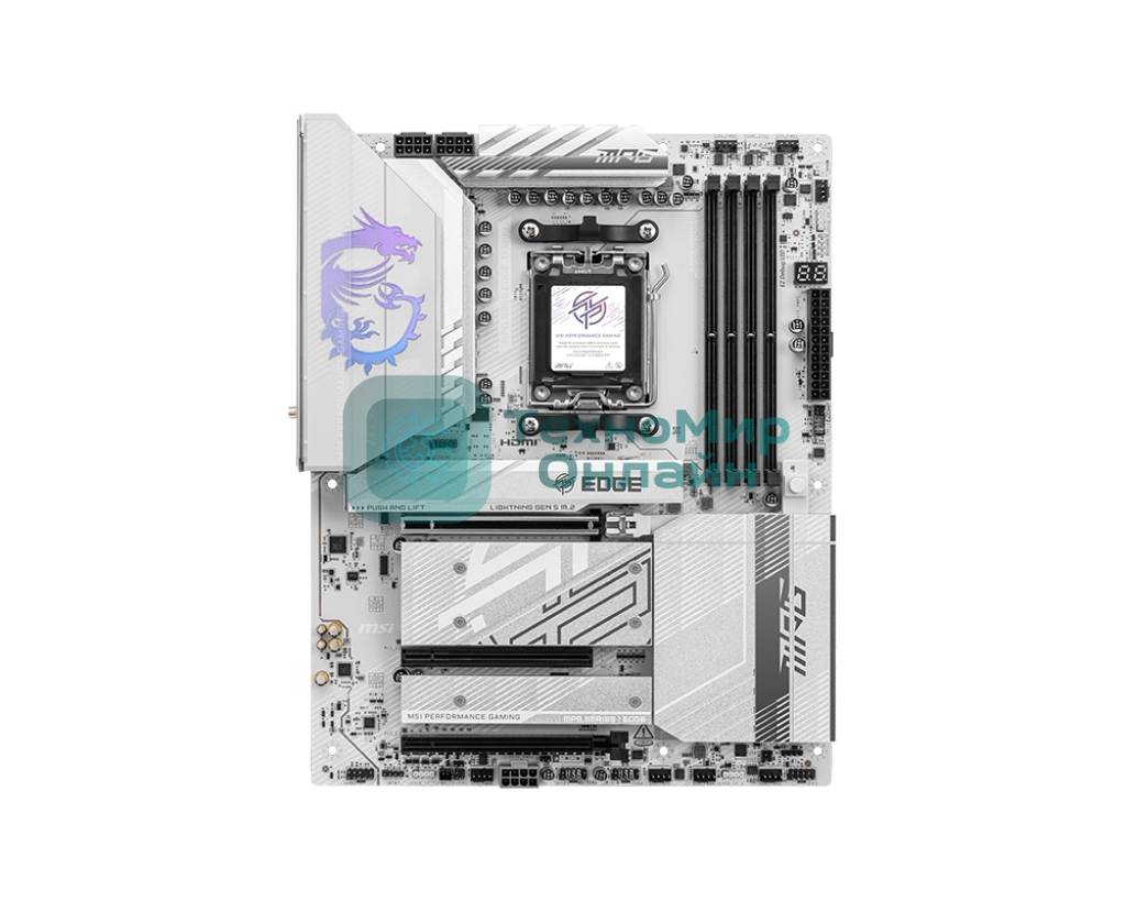 Материнская плата MSI MPG B850 EDGE TI WIFI, AM5, AMD B850, 4xDDR5, 4xSATA, 4xM.2, 1xPCIe 5.0 x16, 1xPCIe 4.0 x4, 1xPCIe 3.0 x1, 1xHDMI, 1x5Gb LAN, Wi-Fi 7, Bluetooth 5.4, 3xUSB-C 10Gbps, 1xUSB-C 20Gbps, 5xUSB-A 10Gbps, 4xUSB-A 2.0, 1xS/PDIF, 2x3.5 мм, 7.1, ATX