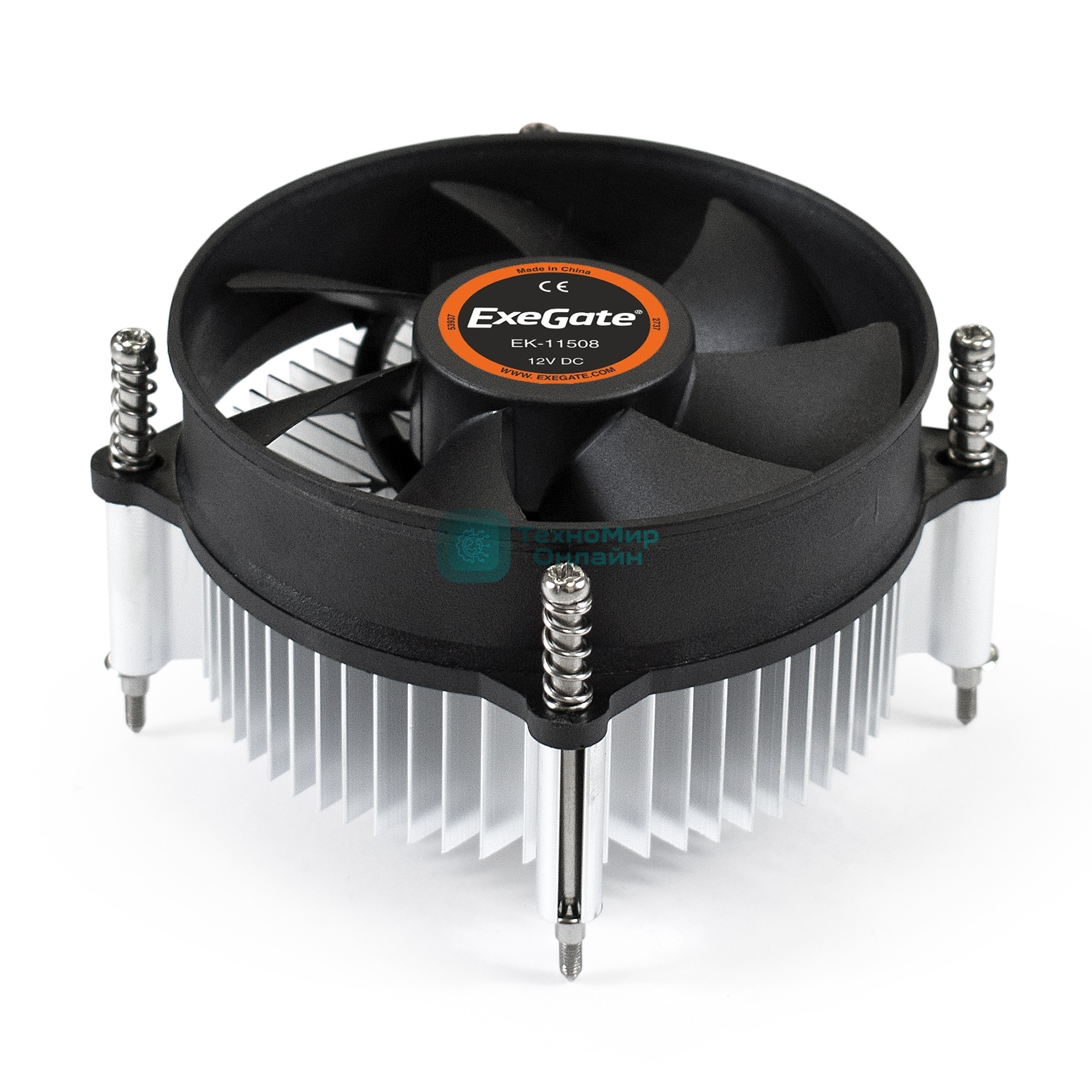 Кулер для процессора ExeGate EK-11508 серебристый/черный, 90 мм, алюминий, 2200 об/мин, 22 дБ, 3 pin, 75 Вт, 60 мм