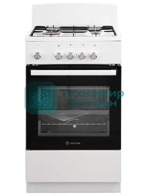 Плита газовая De Luxe 5040.48Г (Щ) белый, конфорок 4 шт, духовка 43 л, 50 см x 85 см x 50 см