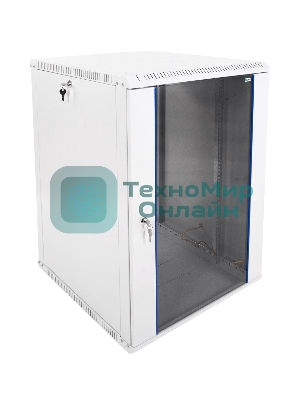Шкаф телеком. настенный разборный 15U (600х650) дверь стекло, серый RAL 7035