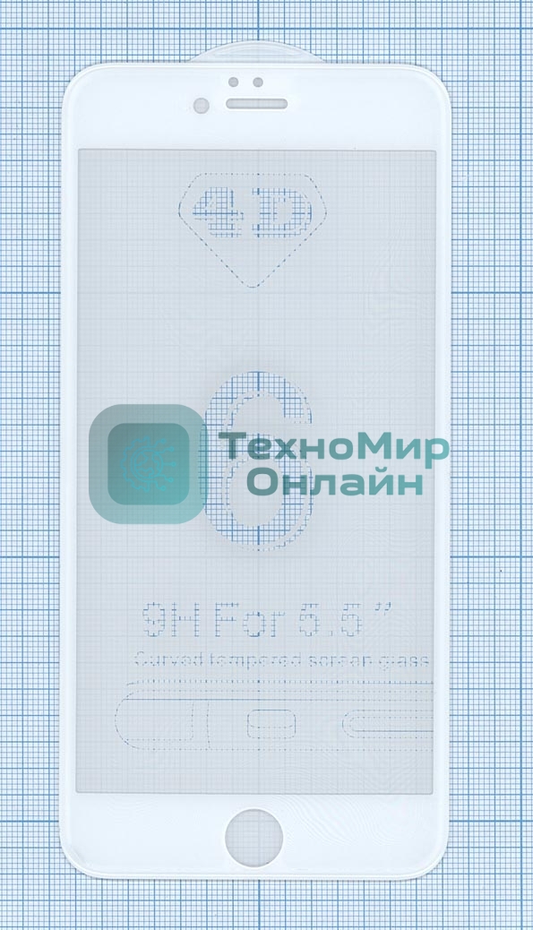 Защитное стекло 4D для Apple iPhone 6/6S Plus белый