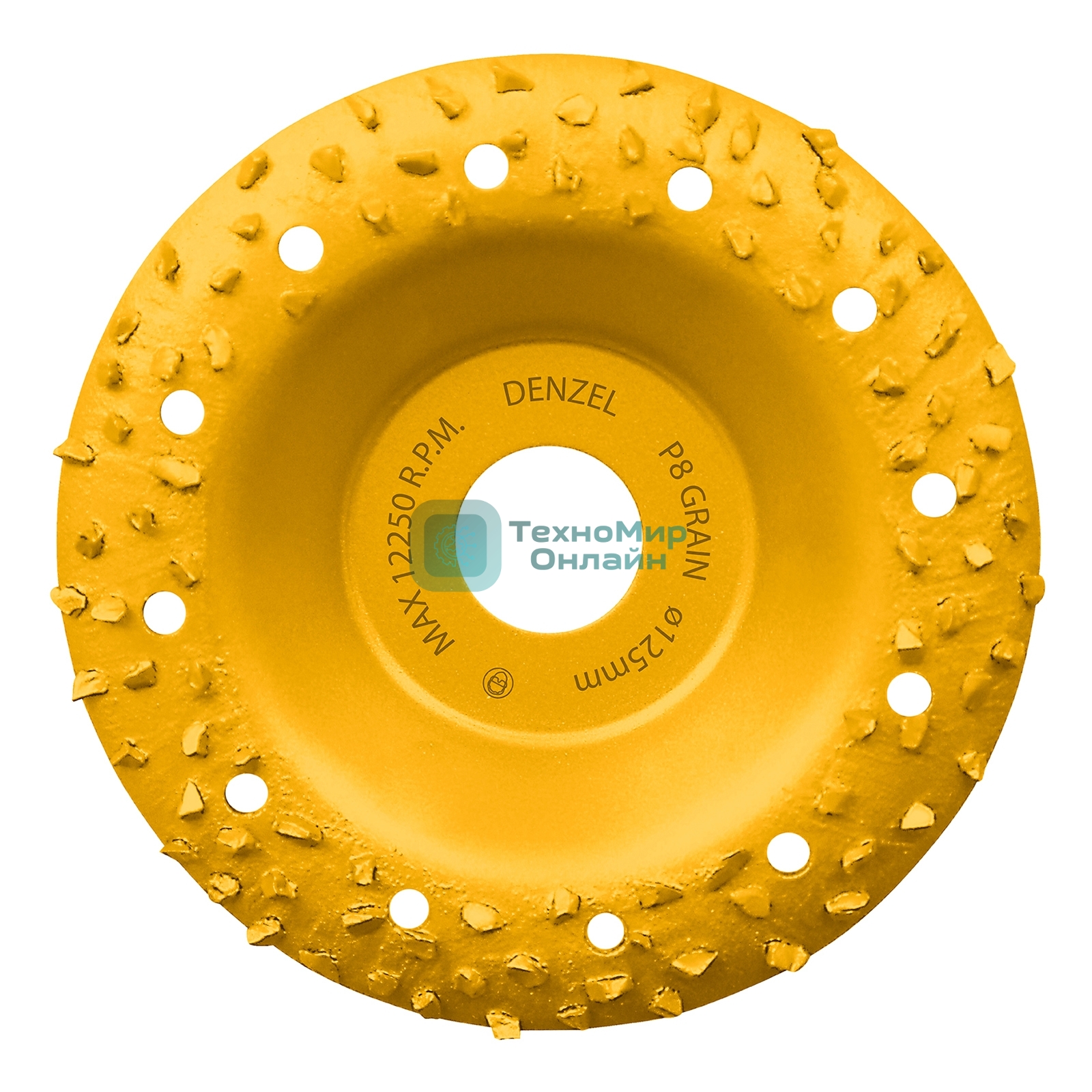 Чашка твердосплавная зачистная Denzel 72976 125 мм, наклонная, крупное зерно #8