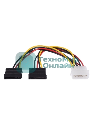 Кабель GoPower MOLEX (F)-2SATA (M) 0.2M 00-00027494