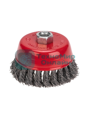 Щетка чашечная для УШМ Kranz крученая стальная проволока, 100 мм, М14