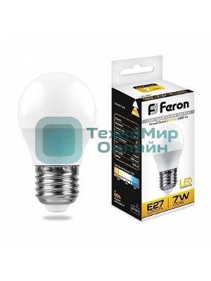 Лампа светодиодная Feron LB-95 7W 230V E27 2700K G45