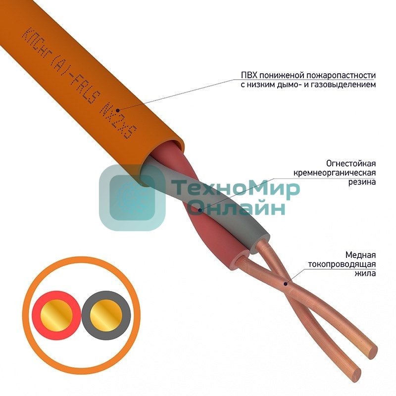 Кабель огнестойкий Rexant КПСнг(А)-FRLS 1x2x1,00 мм², бухта 200 м, 01-4904