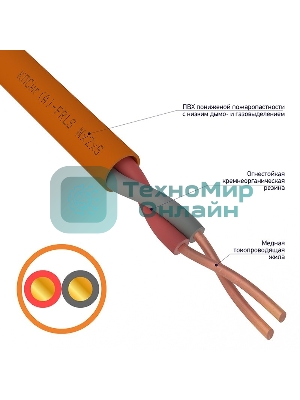 Кабель огнестойкий Rexant КПСнг(А)-FRLS 1x2x1,00 мм², бухта 200 м, 01-4904