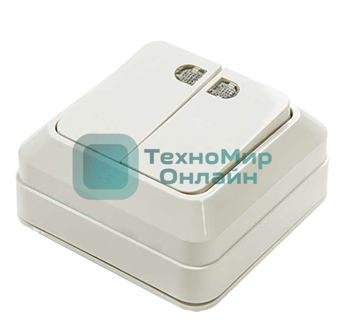 Выключатель 2-кл. BOLLETO с подсвет. накл. 7123 белый ASD/IN HOME 4680005959778