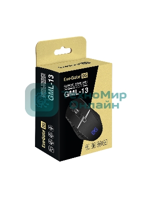 Мышь проводная ExeGate Gaming Standard Laser GML-13 черный, 4000 dpi, USB, кнопки - 8