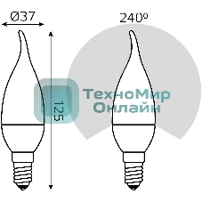 Лампа светодиодная Gauss Tailed 6.5Вт свеча 4100К белый E14 550лм 150-265В