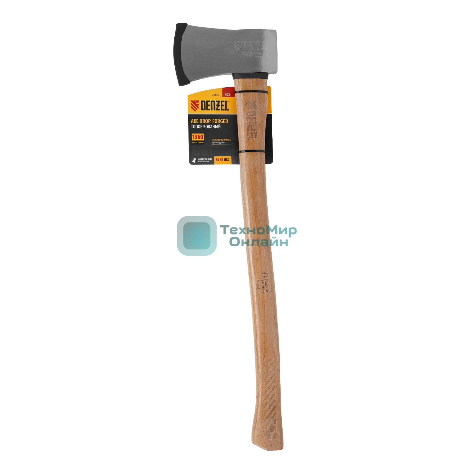 Топор кованый Denzel 1360 г, американский тип, буковая рукоятка, 700 мм, EFP