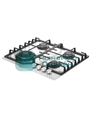 Варочная панель Kuppersberg FG 66 W газ, High-Tech, 59 см, автоматический электроподжиг, газ-контроль, форсунки под сжиженый газ, SABAF конфорки, чугунные решетки, цвет белый, цвет фурнитуры белый