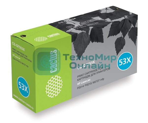 Картридж лазерный Cactus CS-Q7553XS черный (7000 стр.) для HP P2014/P2015/M2727
