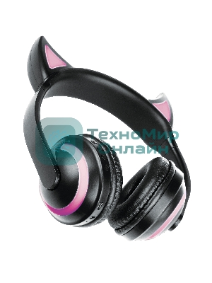 Беспроводные/проводные наушники Qumo Party Cat BT 0024 черный, накладные, Bluetooth + проводной, кошачьи ушки, до 7 ч