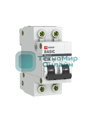 Выключатель автоматический модульный 2п C 32А 4.5кА ВА 47-29 Basic EKF mcb4729-2-32C
