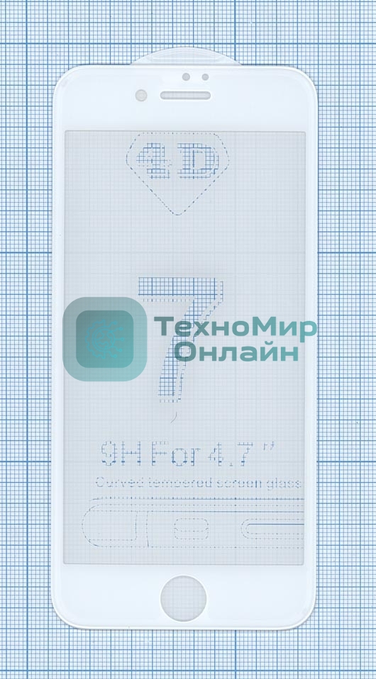 Защитное стекло 4D для Apple iPhone 7/8 белый