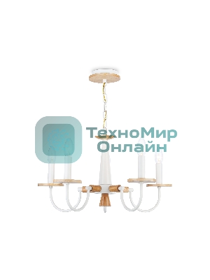 Светильник Ambrella light TR9592/5 WH/LW белый/светлое дерево E14/5 max 40W D555*660
