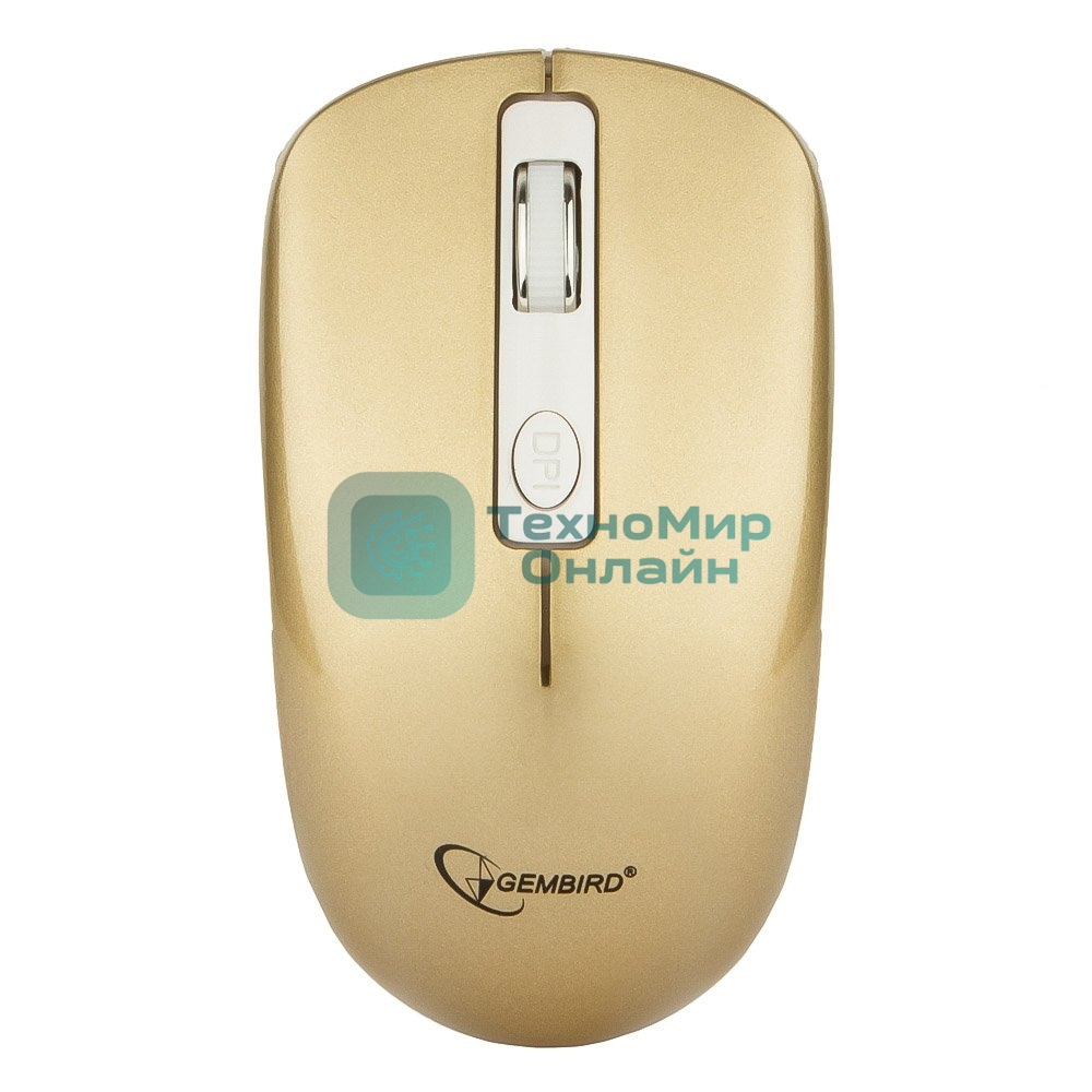 Мышь беспроводная Gembird MUSW-400-G золотой, 1600 dpi, радиоканал, USB, кнопки - 4
