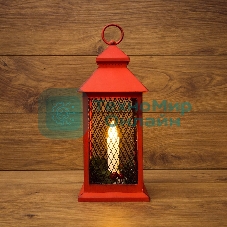 Декоративный фонарь Neon-night со свечкой, красный корпус, размер 13.5х13.5х30,5 см, цвет теплый белый