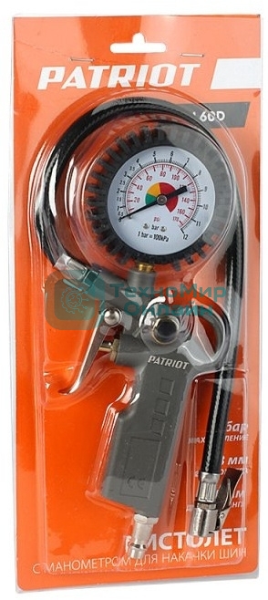 Пистолет для накачки шин Patriot GN 60D 10бар шланг360мм манометр63мм быстросъем