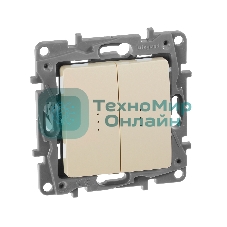 Переключатель 2кл с подсветкой,10АХ, сл.кость