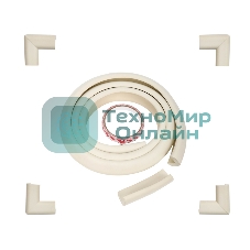 Набор: тонкая мягкая универсальная лента для крепления на острые края (NBR,14x4x2000 мм) + 4 мягкие насадки-протектора 