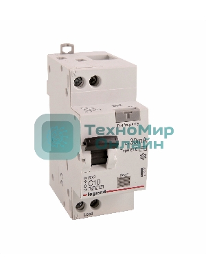 Выключатель автоматический дифференциального тока 1п (1P+N) C 10А 30мА тип AC 6кА RX3 Leg 419397