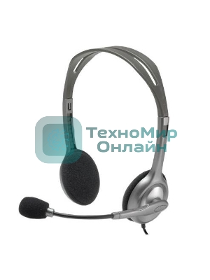 Гарнитура Logitech H110 серебристый, проводная, 3.5 мм