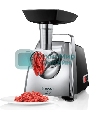 Мясорубка электрическая Bosch MFW67440 черный, 2000 Вт, 3.5 кг/мин, реверс, защита от перегрузки, насадки - 4