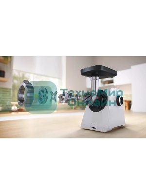 Мясорубка электрическая Bosch MFWS420W белый, 1900 Вт, 2.5 кг/мин, реверс, насадки - 3