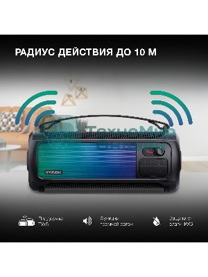 Колонка портативная Hyundai H-PS1025 черный 40W 2.0 BT 10м 3000mAh