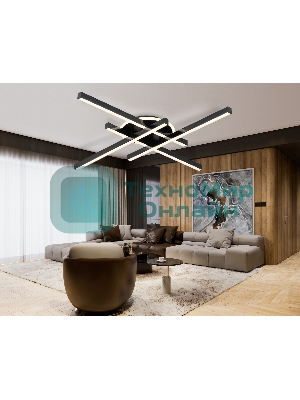 Потолочный светодиодный светильник Ambrella light FL6282 BK черный 58W 3000K-6400K 700*700*85 (ПДУ ИК)
