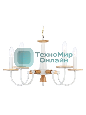 Светильник Ambrella light TR9592/5 WH/LW белый/светлое дерево E14/5 max 40W D555*660