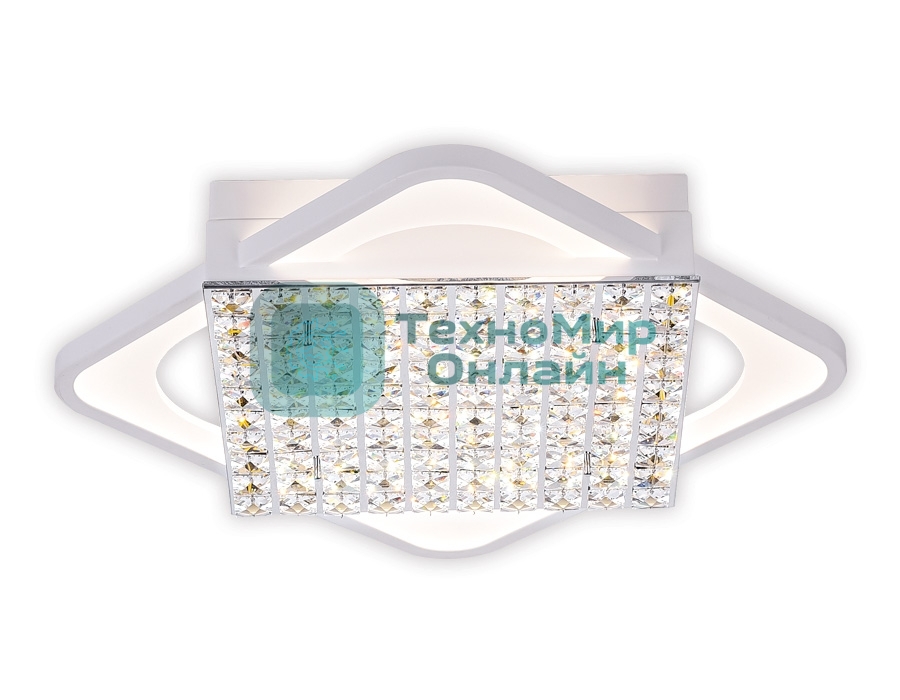 Управляемый светодиодный светильник с хрусталем Ambrella light FA124 WH белый 104W 510*510*110 (ПДУ РАДИО 2.4)