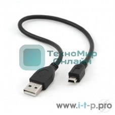 Кабель Gembird USB 2.0 PRO для соед. 0,3м AM/miniBM позол.конт., черный