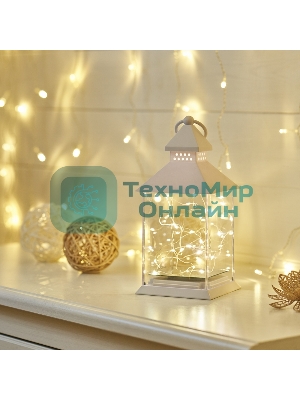 Декоративный фонарь Neon-night с росой, белый корпус, размер 10,7х10,7х23,5 см, цвет теплый белый