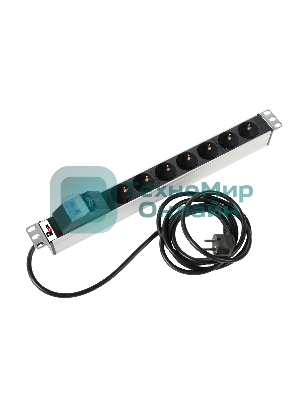 Блок розеток Rem-16 с авт. 16А, 7 Shuko, алюм., 19