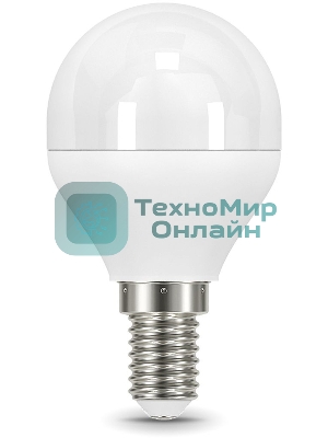 Лампа светодиодная Gauss 6.5Вт шар 3000К теплый белый E14 520лм 150-265В