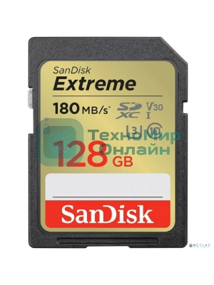 Флеш карта SD 128Gb SanDisk SDXC Class 10 V30 UHS-I U3 Extreme 180MB/s