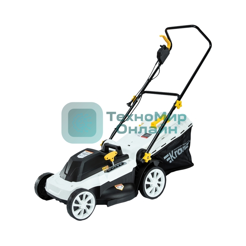 Газонокосилка электрическая Kranz KR-2000, 2000Вт, ширина 42см, 6 уровней, 45л
