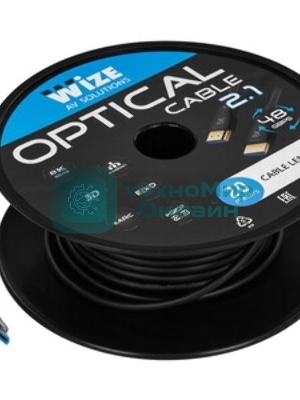Кабель HDMI AOC-HM-HM-20M Wize, оптический, 20 м, 4K/60HZ, v.2.0, ARC, 19M/19M, черный, коробка