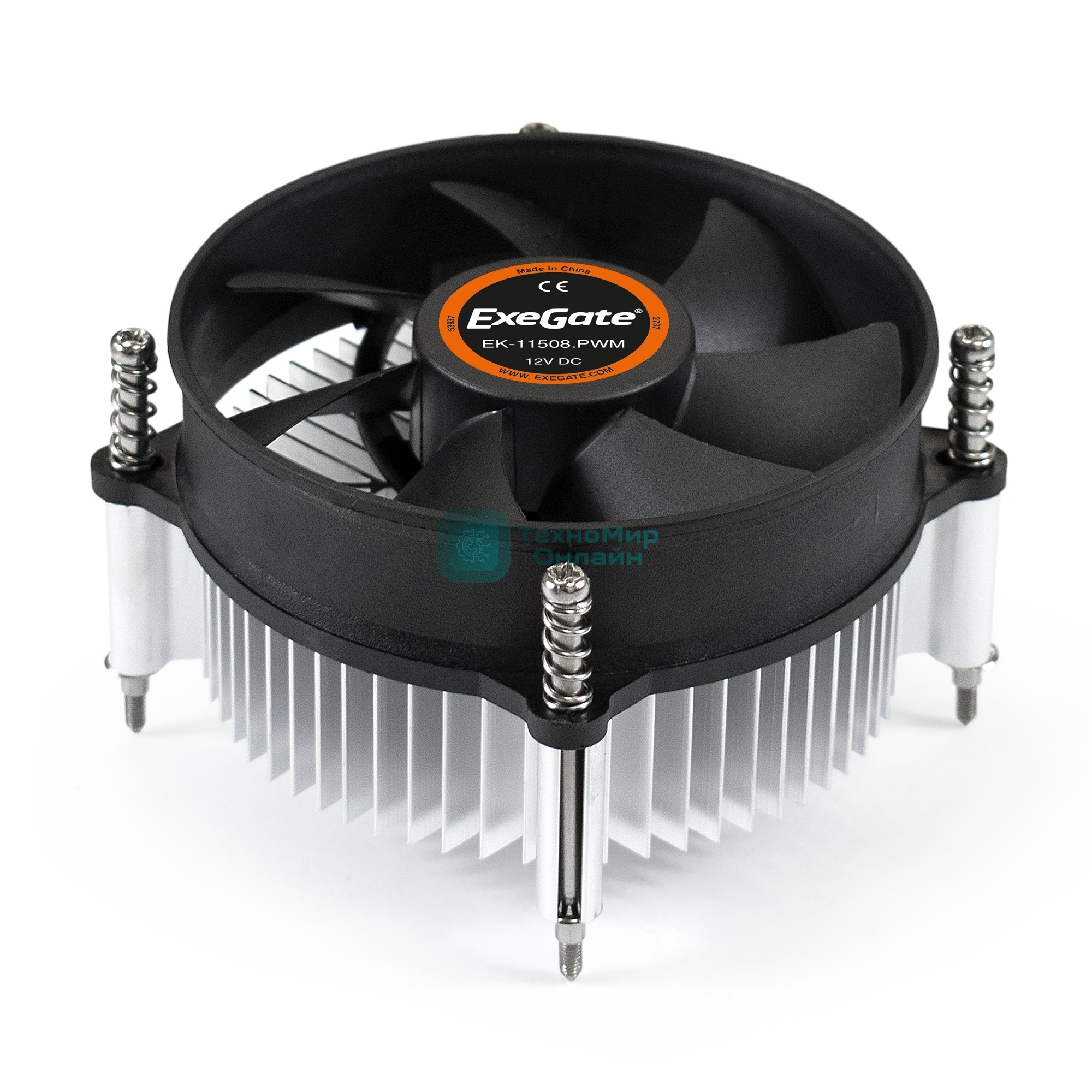 Кулер для процессора ExeGate EK-11508.PWM серебристый/черный, 90 мм, алюминий, 2600 об/мин, 23.5 дБ, 4 pin, 75 Вт, 60 мм