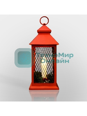 Декоративный фонарь Neon-night со свечкой, красный корпус, размер 13.5х13.5х30,5 см, цвет теплый белый