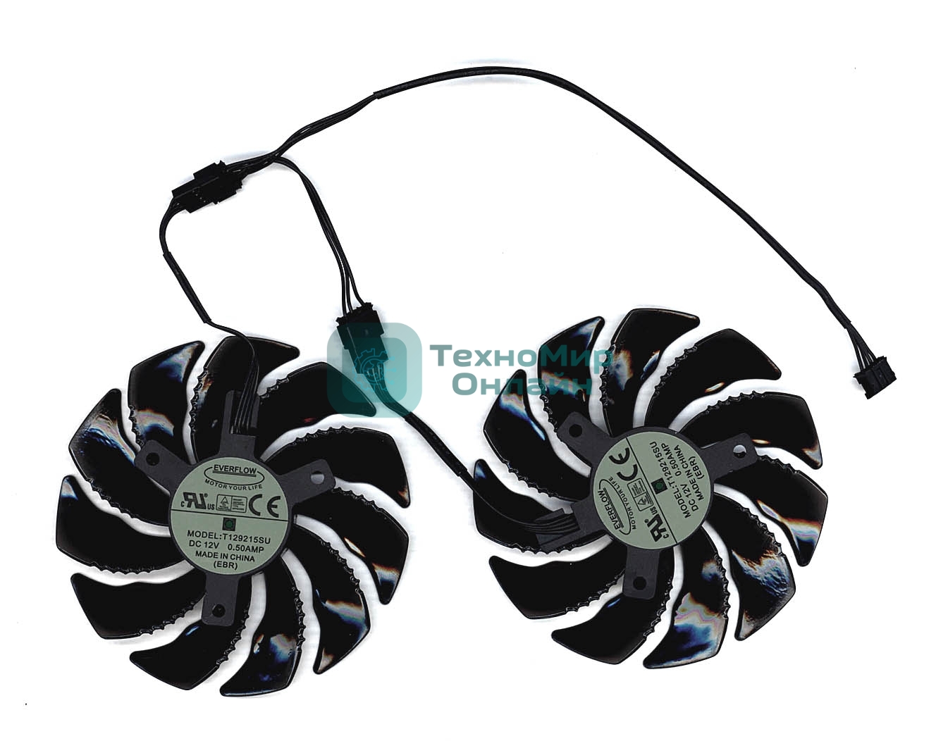 Вентилятор (кулер) для видеокарты Gigabyte RX 470, 570, 580, GTX 1060 88мм 4-pin двойной