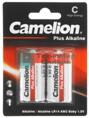 Элемент питания алкалиновый Camelion LR LR14 BL-2 (блист.2шт) 1.5 В