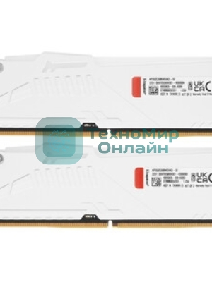 Оперативная память Kingston Fury Beast, DDR5, 32Gb (2x16 Gb), 5600 MHz, CL36, DIMM, радиатор, белый