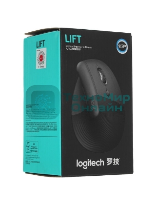 Мышь беспроводная Logitech Lift графитовый, 4000 dpi, радиоканал, Bluetooth, USB, кнопки - 6