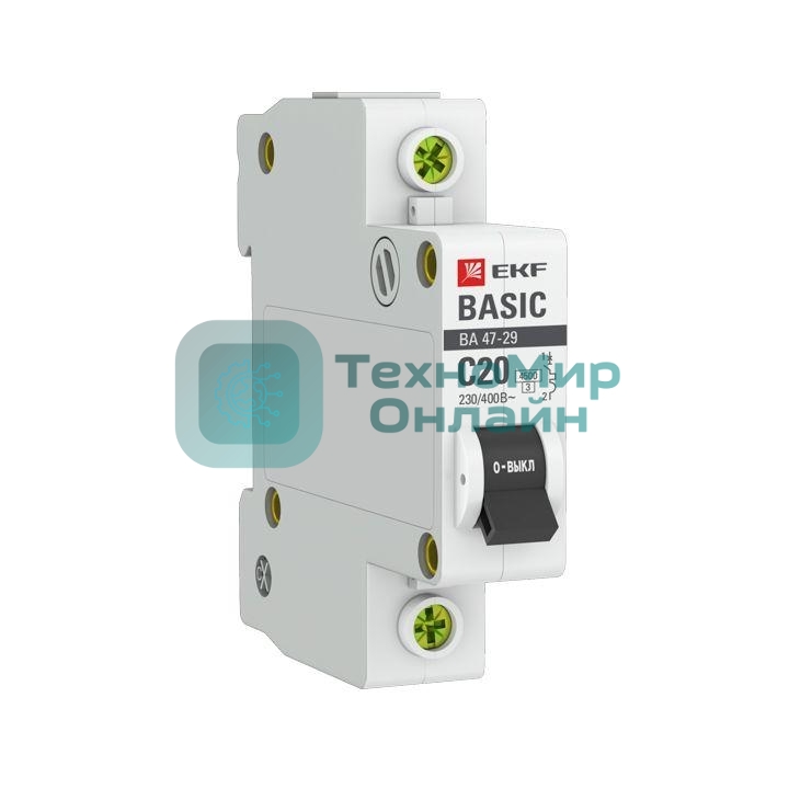 Выключатель автоматический EKF mcb4729-1-20C 1P 20А (C) 4,5кА ВА 47-29 EKF Basic