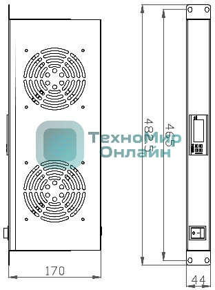 Модуль вентиляторный NTSS (NTSS-FAN2/19T) 2 вент. с термостатом с контроллером серый (упак.:1шт)